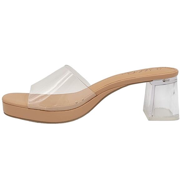 Wild Pair Women Orleens Block Heel Slide Sandals Size US 9.5M Clear Vinyl - Picture 3 of 6